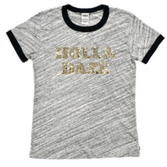 NWOT! PINK Victoria's Secret Holla Daze Sequin Embellished Ringer Tee - Picture 1 of 14